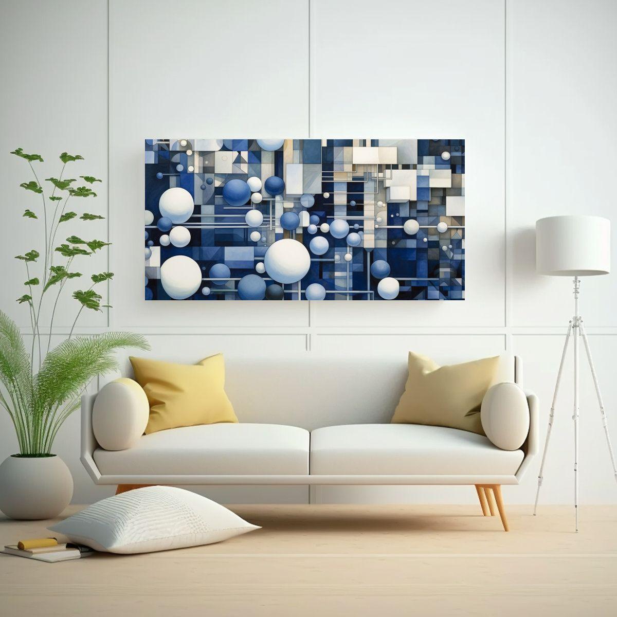 Cuadros Abstractos De Esferas Y Cubos En Lienzo, 100x50cm-2