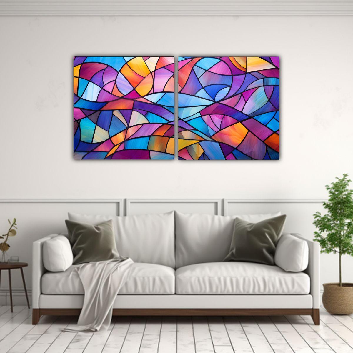 Díptico Moderno Esquema Abstracto Estilo 120x60 Cm-2