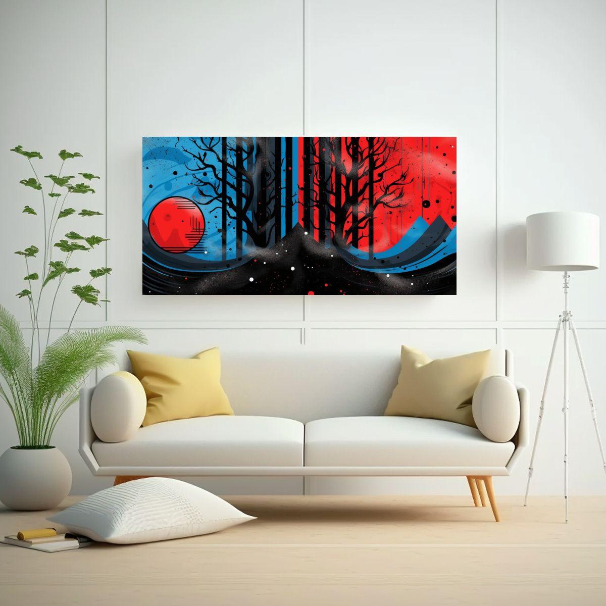 Cuadro Inspiración Urbano Surreal Fantasía Rojo 160x80cm-2