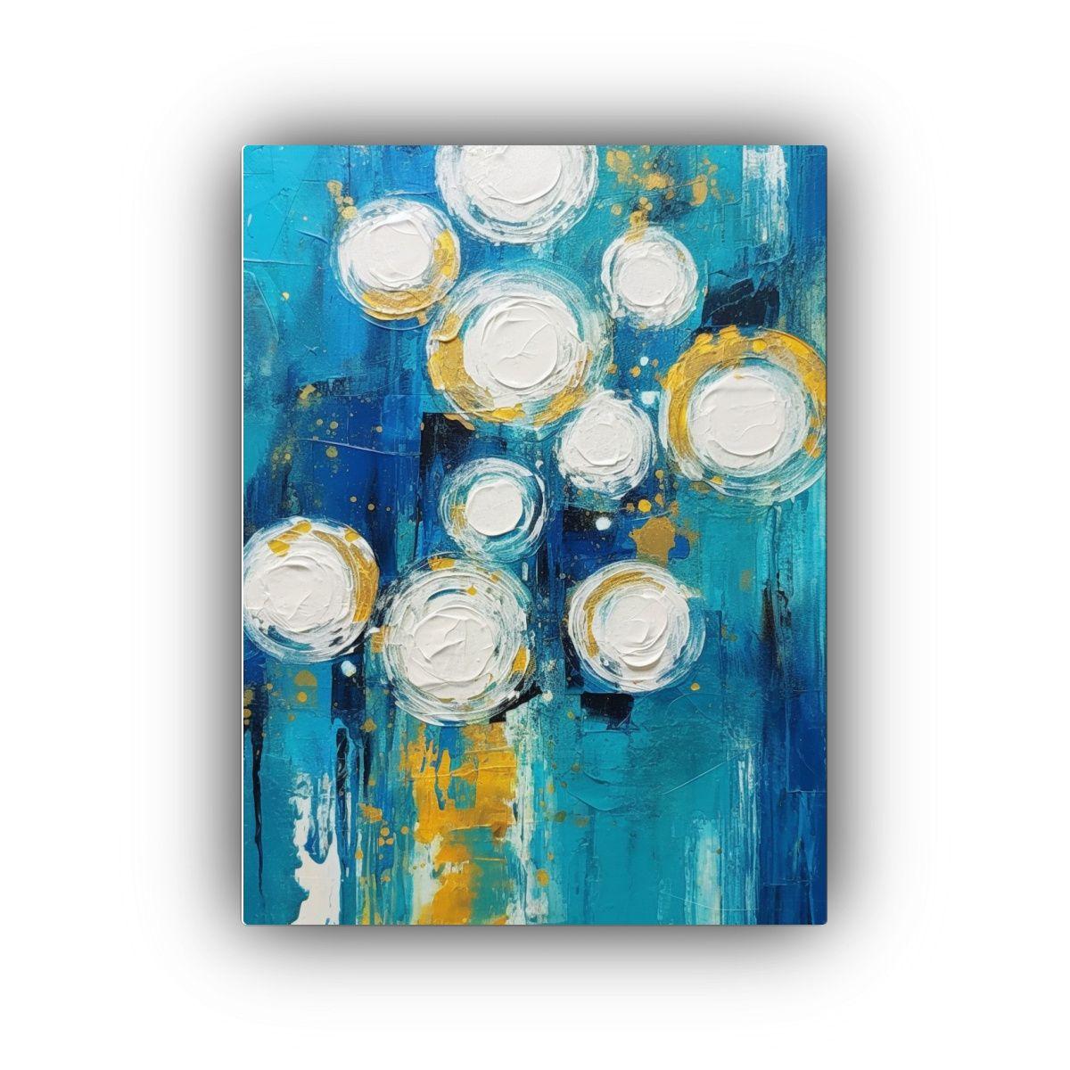 Arte De Pared Vintage Con Círculos Azules Estilo  30x45cm-0