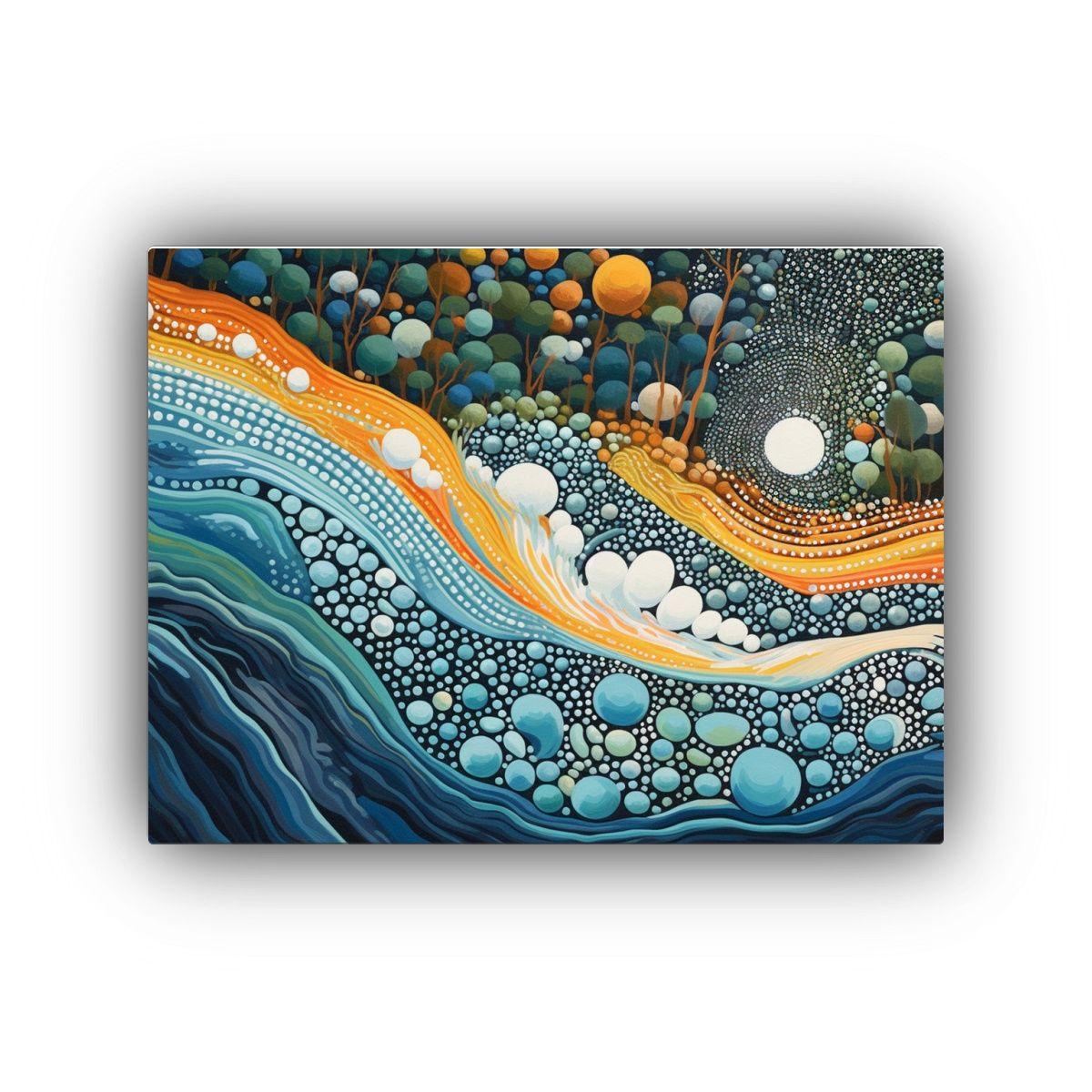 Pintura Decorativa: Rápidos En Estilo Aborigen 90x60cm-0
