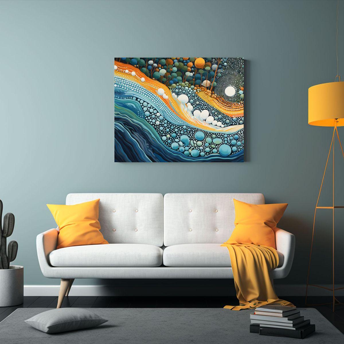 Pintura Decorativa: Rápidos En Estilo Aborigen 90x60cm-2