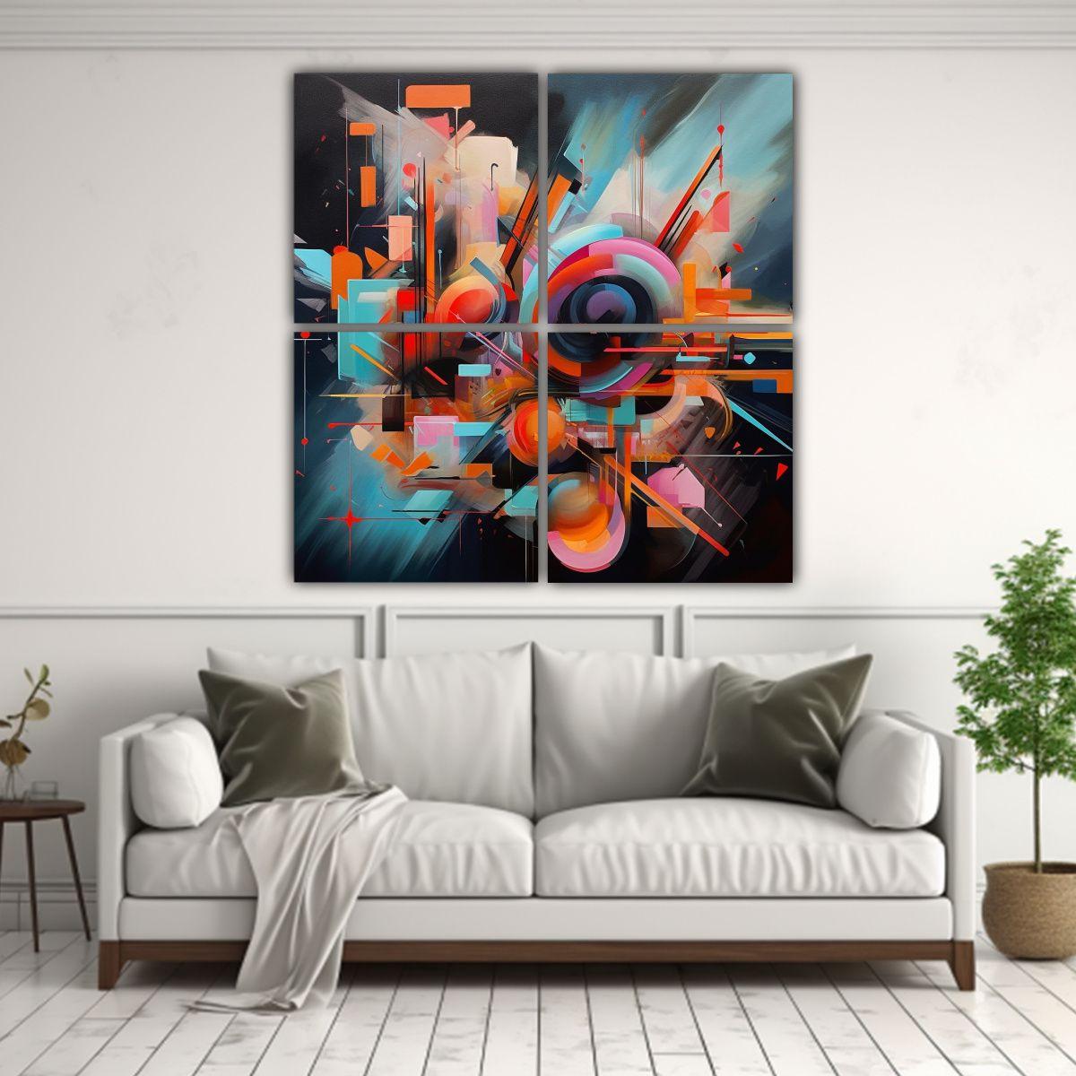 Cuadros Intensos Abstractos Para Decoración De 180x180 Cm-2