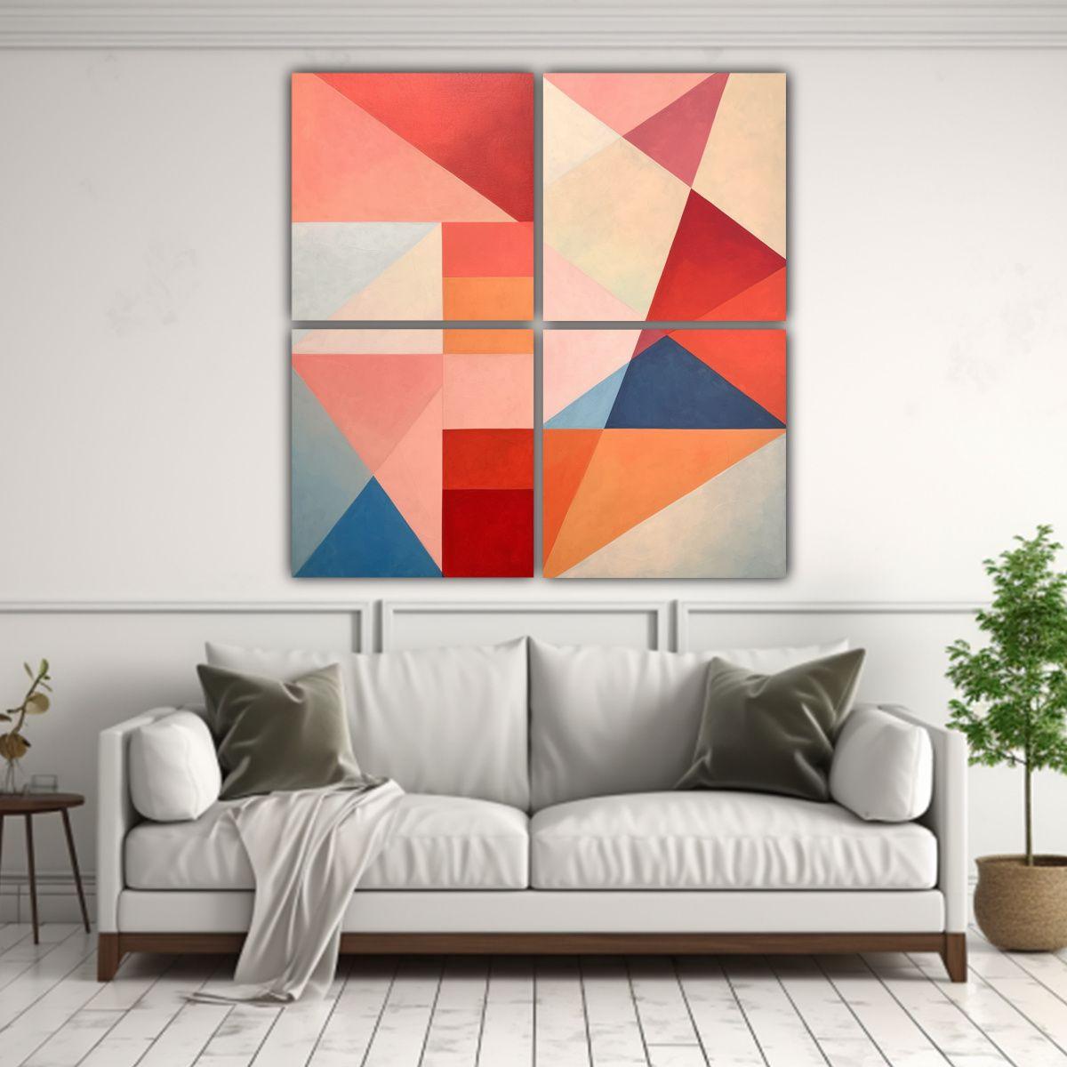 Cuatro Composición Diseño Relieve Con Tonos 120x120 Cm-2