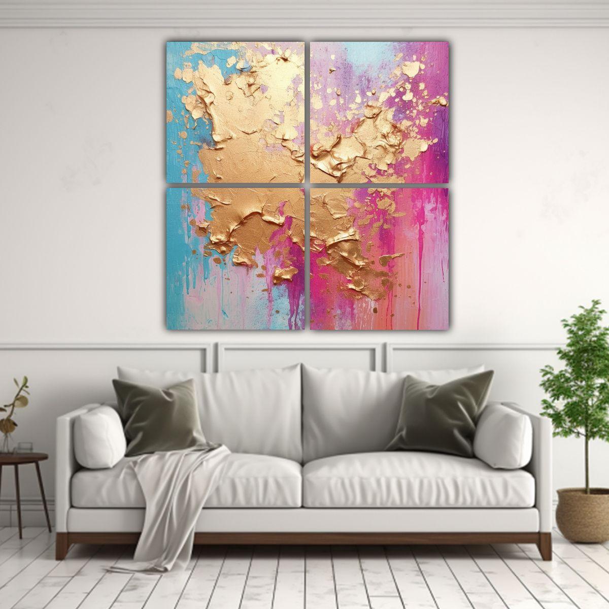 Cuadro De Acrílico Lujoso Y Glamoroso: 4 Telas 60x60 Cm-2