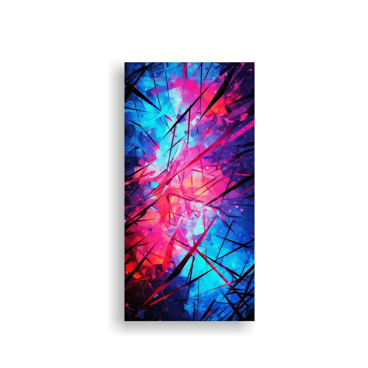 Cuadro Abstracto Impactante En Colores Neón 20x40cm-0