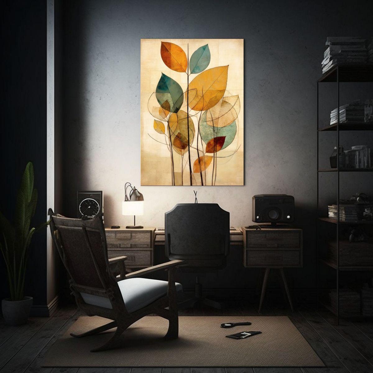 Pintura Decorativa Minimalista De Hojas Y Ramas 30x45cm-2