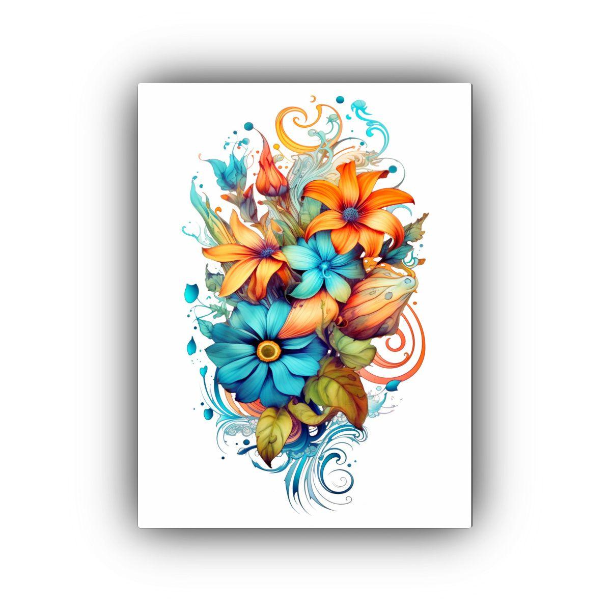 Cuadro Estilo Galería Diseño Floral De Colores 30x40cm-0