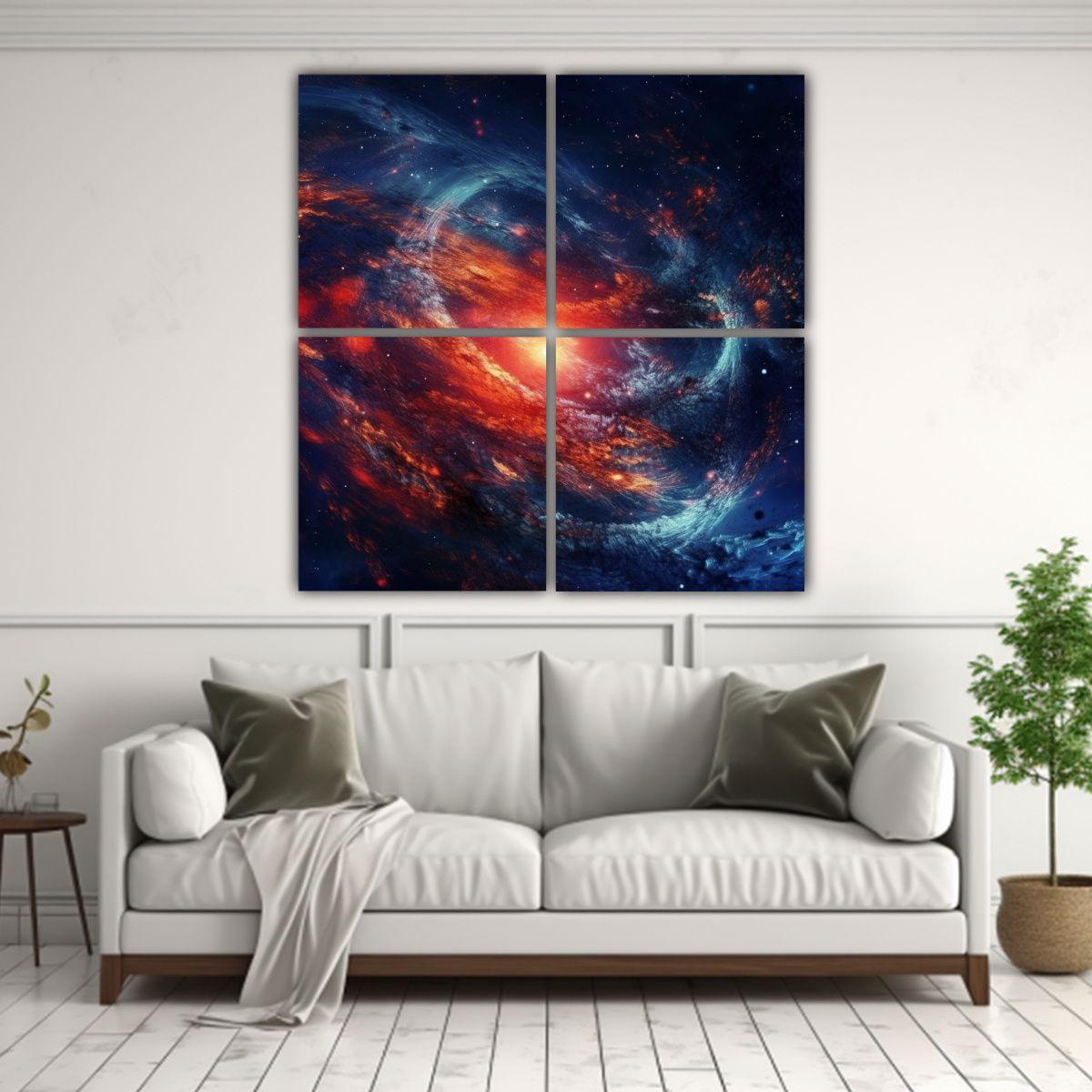 4 Cuadros Abstractos De Decoración Para El Hogar 80x80 Cm-2