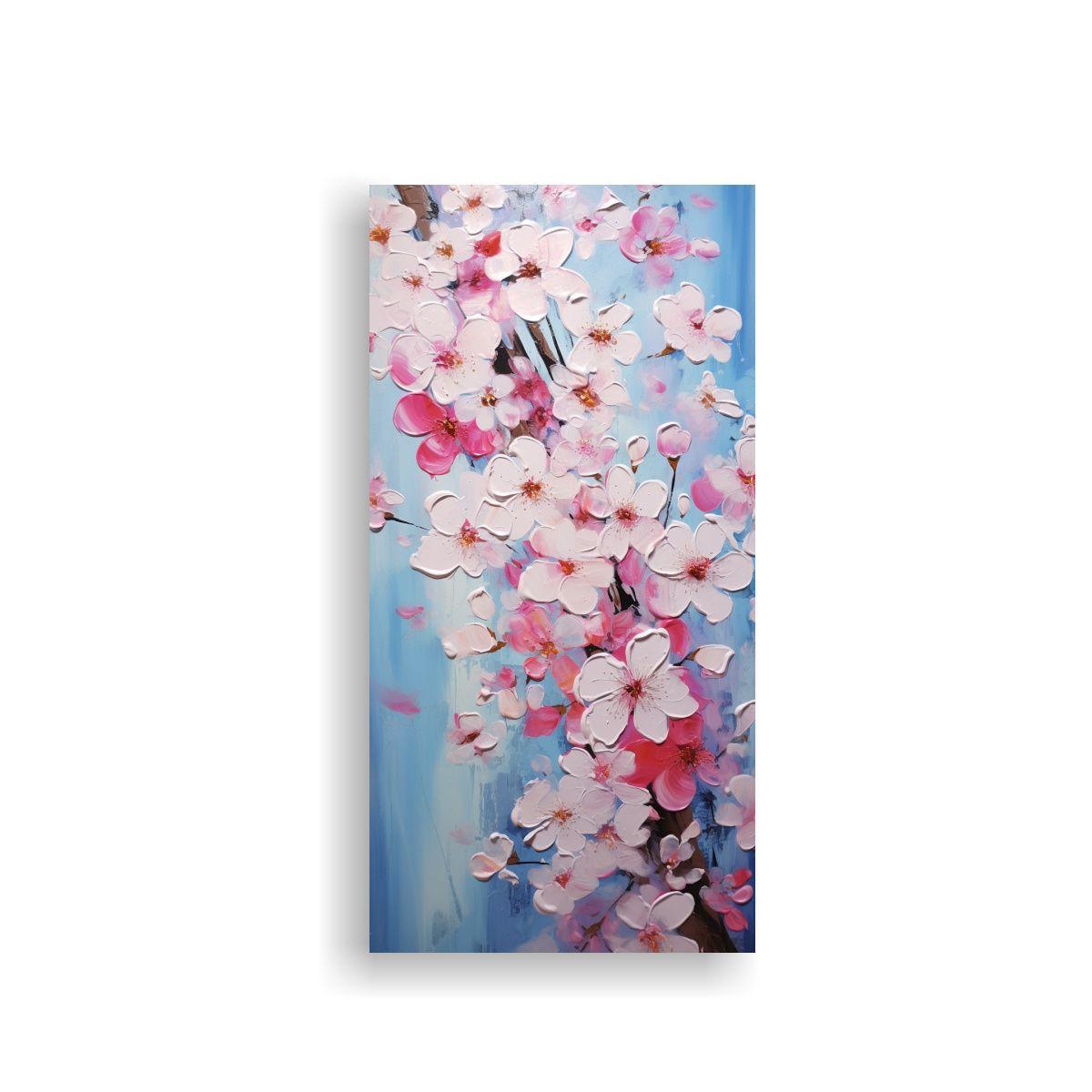 Pintura De Cerezos En Flor Vibrantes En Acuarela 30x60cm-0