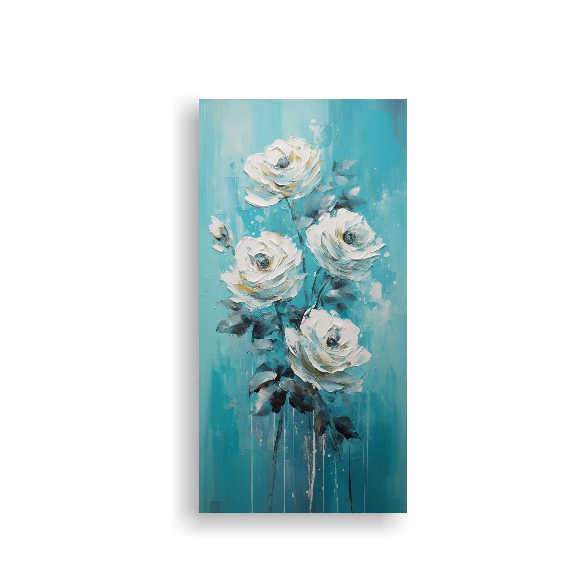 Cuadro Lienzo Rosa Turquesa Estilo época Forma 80x160cm-0