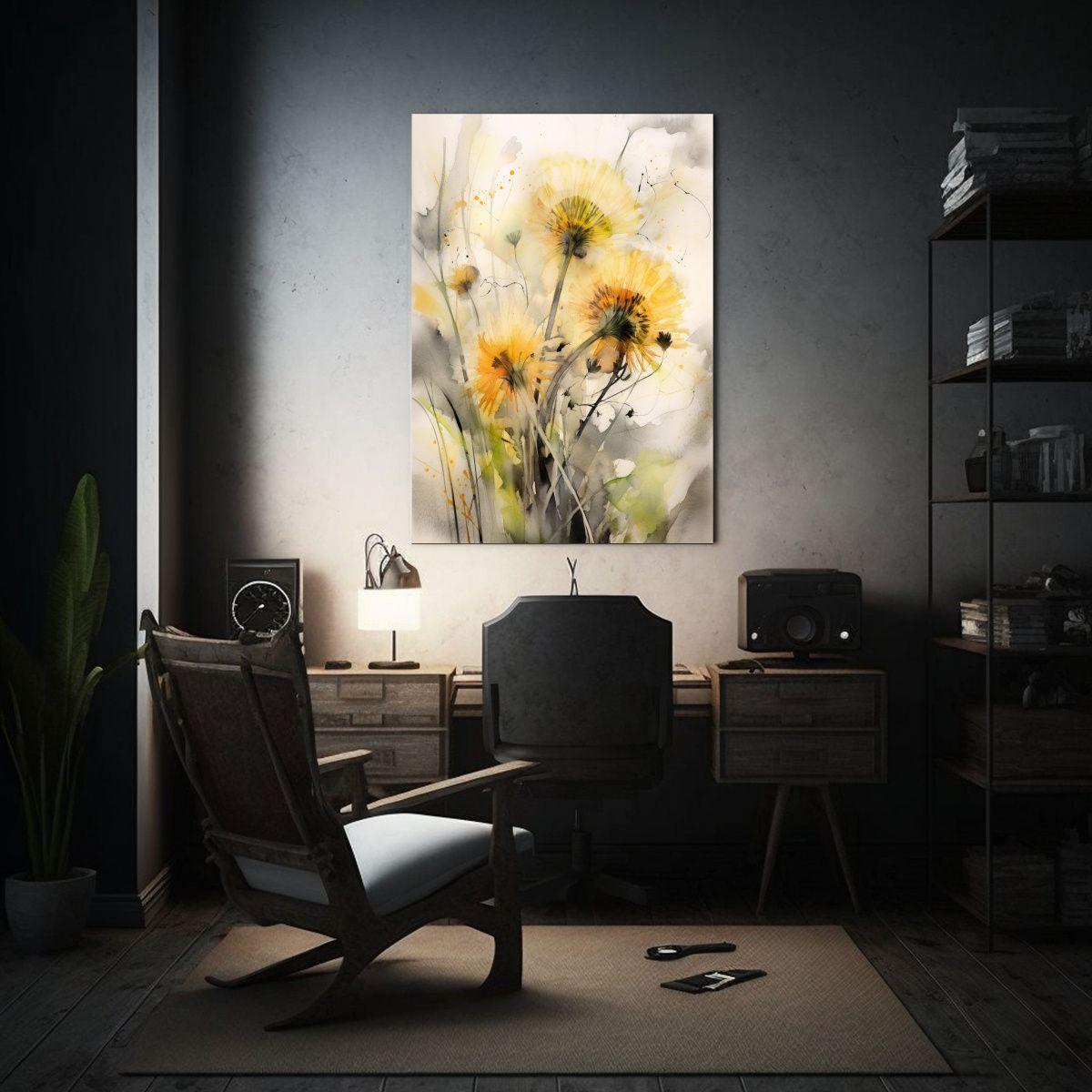 Cuadro Diseño Simetría Dandeliones Dramáticos 80x120cm-2