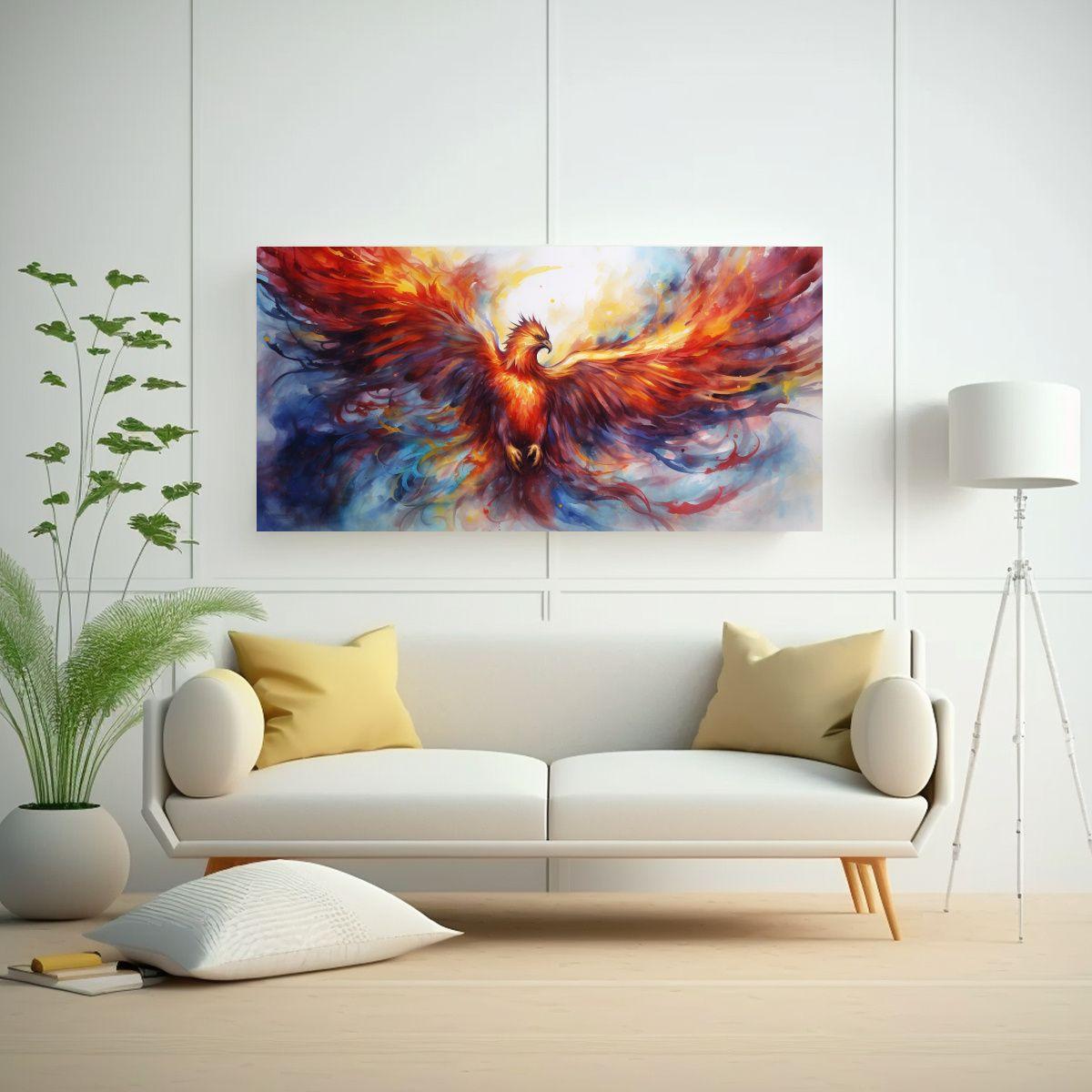 Lienzo Imagen Vitalidad Fénix Acuarela Colorida E 80x40cm-2