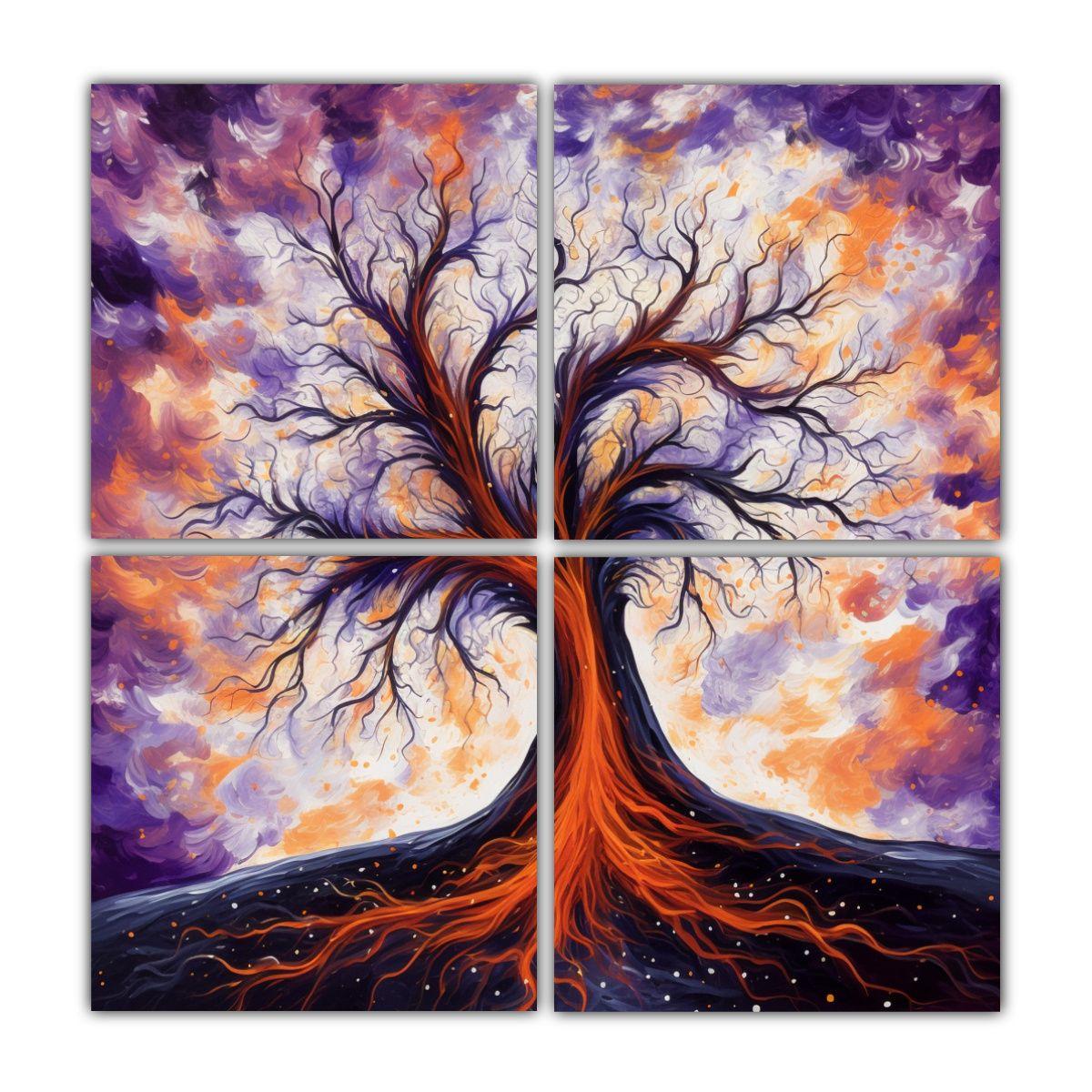 Pintura Floral Abstracta En Bastidor: Arte 120x120 Cm-0