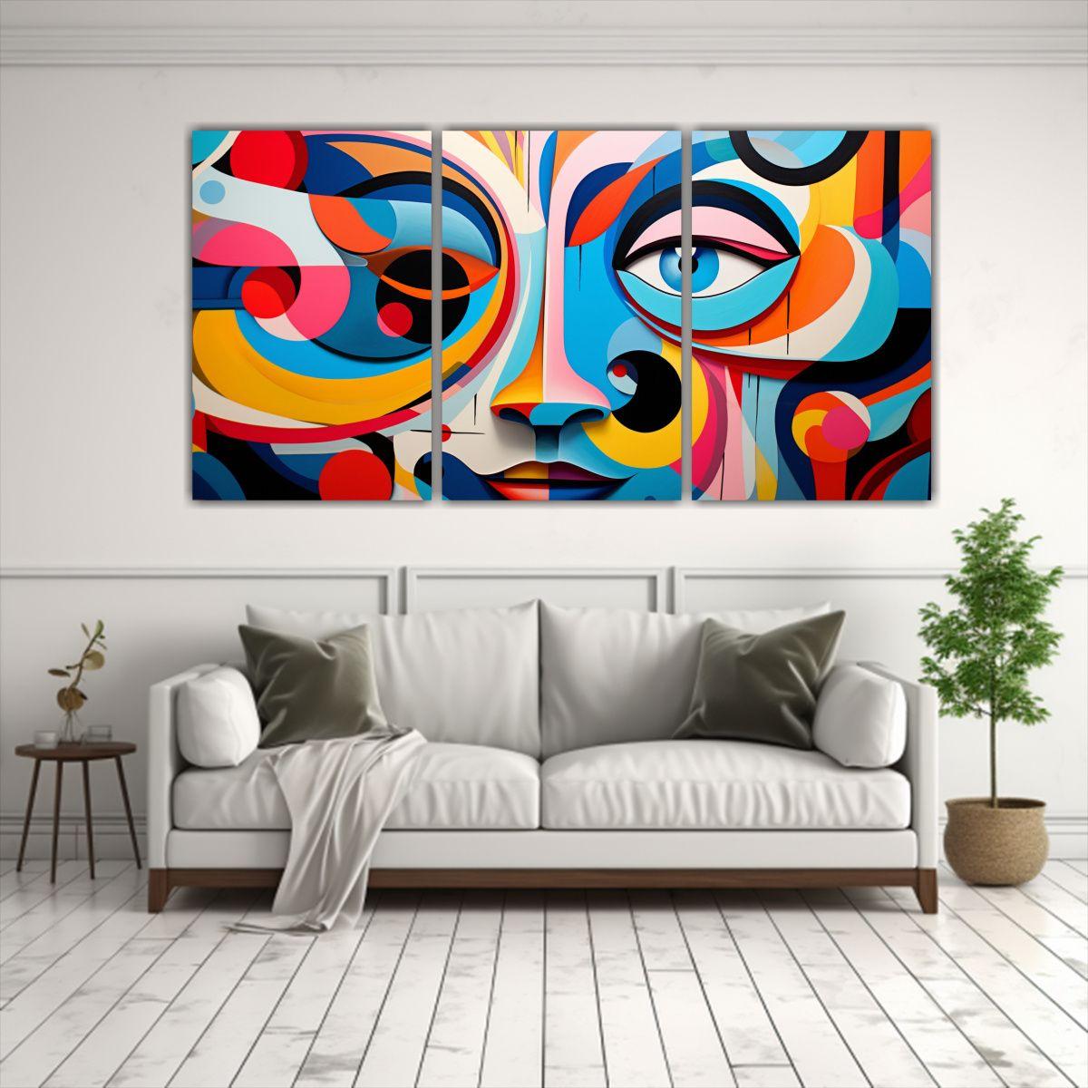 Tríptico Abstracto En Colores Neutros Para 240x120 Cm-2
