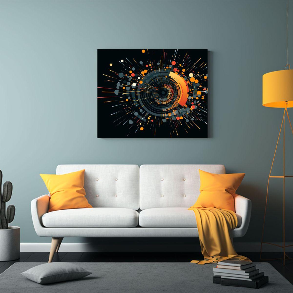 Cuadro Multicolor Expresivo En Lienzo Sobre Fondo Negro. 65x50cm-2