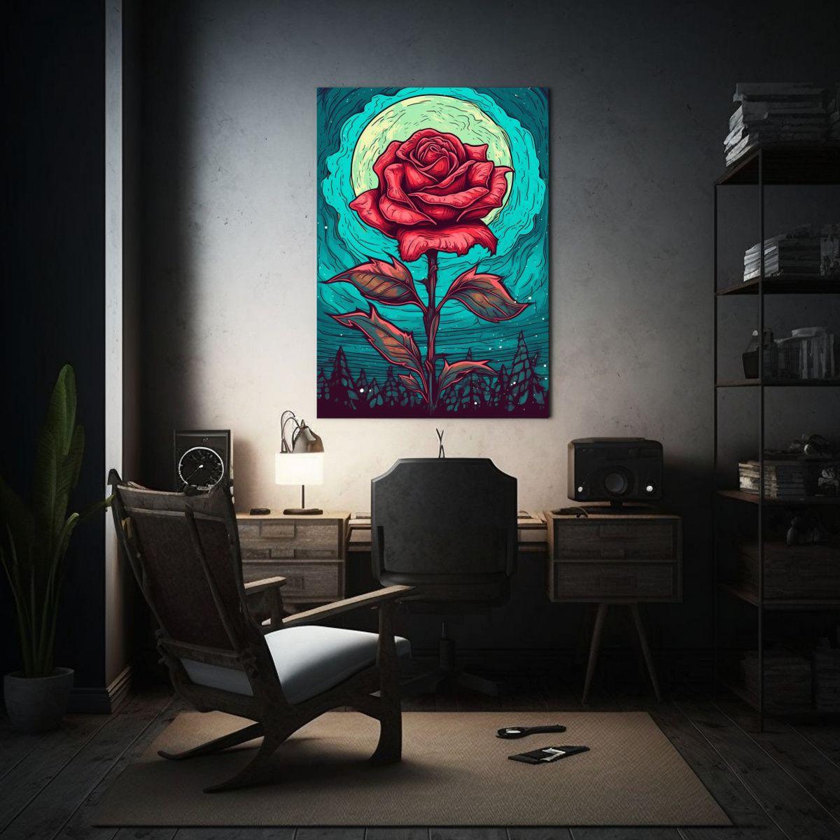 Pintura Decorativa De Rosa Abstracta Surrealista 80x120cm-2