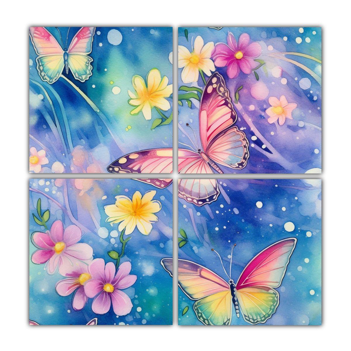 Cuadros Detalle Mariposas Y Rocío Brillante, 180x180 Cm-0