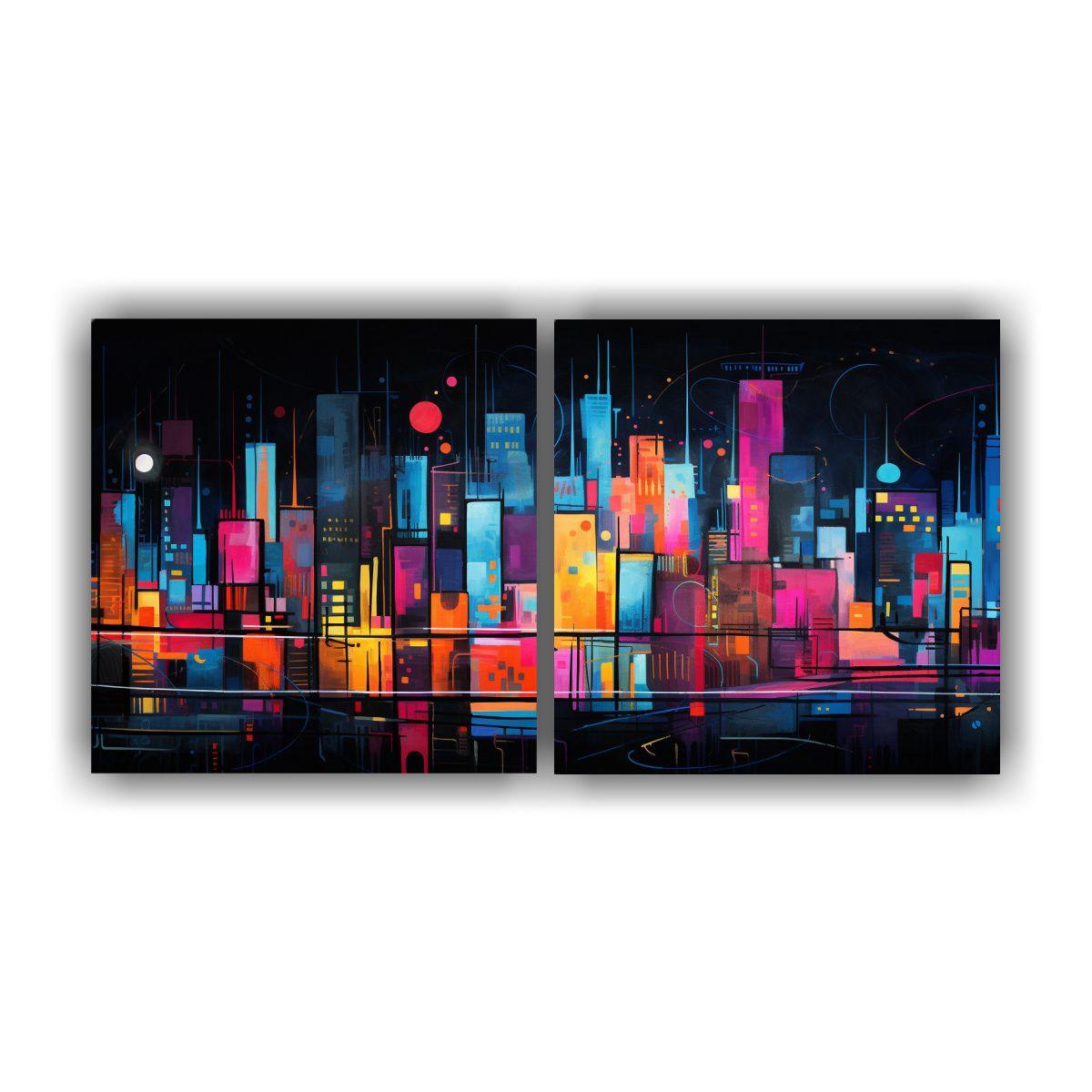 Pintura Original Abstracta Dos Cuadros Vanguardia 40x20 Cm-0