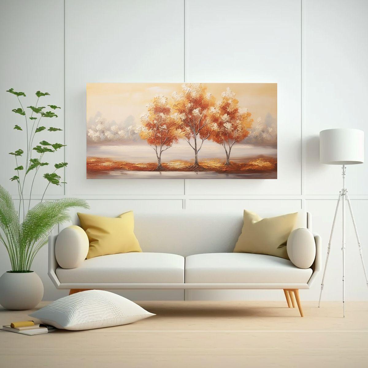 Pintura Decorativa Simétrica En Lienzo Con 140x70cm-2