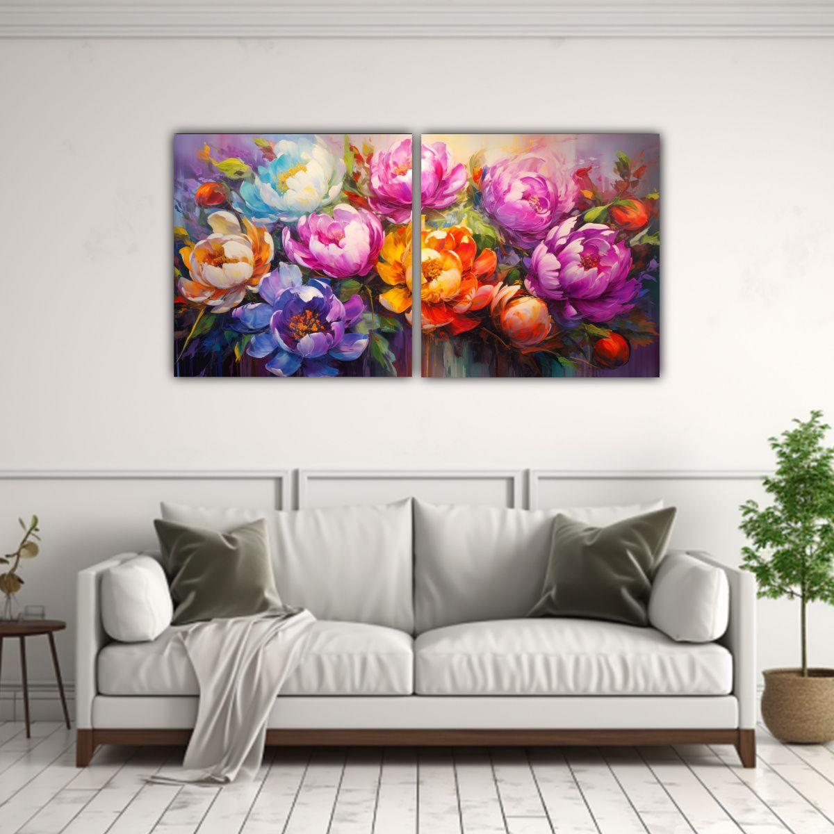 Díptico Decoración Estilo Arcoíris Con Pintura 160x80 Cm-2