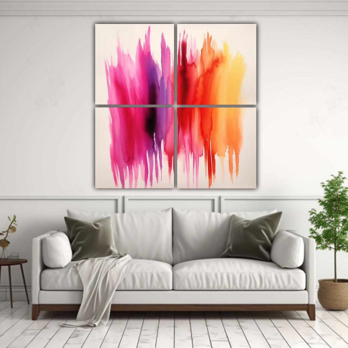 Cuatro Lienzos De Tela Impreso Minimalista 180x180 Cm-2