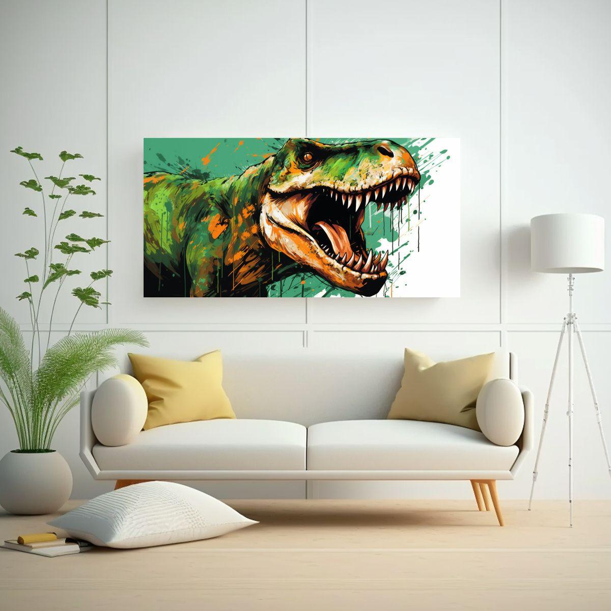 Cuadro Poderoso De Tyrannosaurus Rex En Colores Es 160x80cm-2