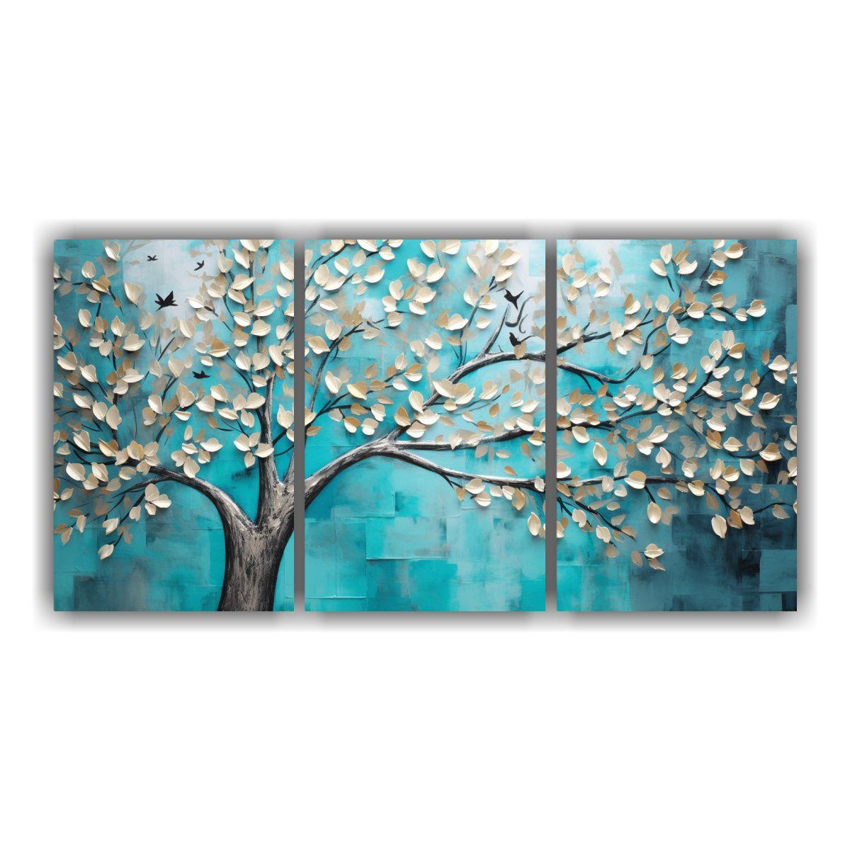 Tres Lienzos De Tela Horizontal Con Efecto Visual 90x45 Cm-0