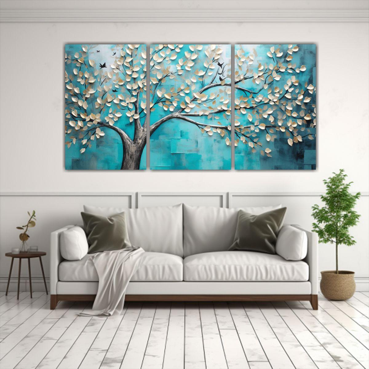 Tres Lienzos De Tela Horizontal Con Efecto Visual 90x45 Cm-2
