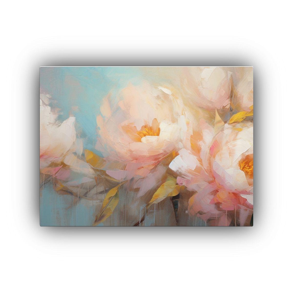 Pintura Abstracta De Peonías En Estilo óleo, Decoración S 60x40cm-0