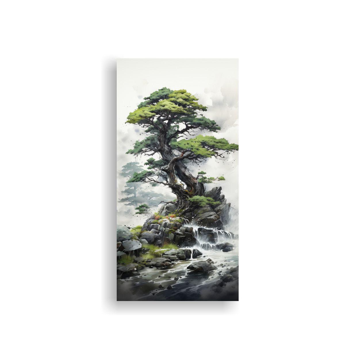 Pintura Abstracta Color Negro árbol De Enebro 70x140cm-0