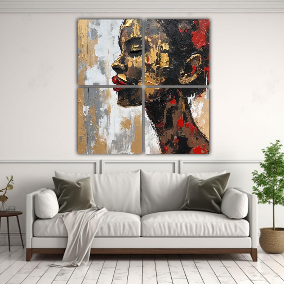 4 Lienzos Estética Creativa: Arte Moderno Mujer 100x100 Cm-2
