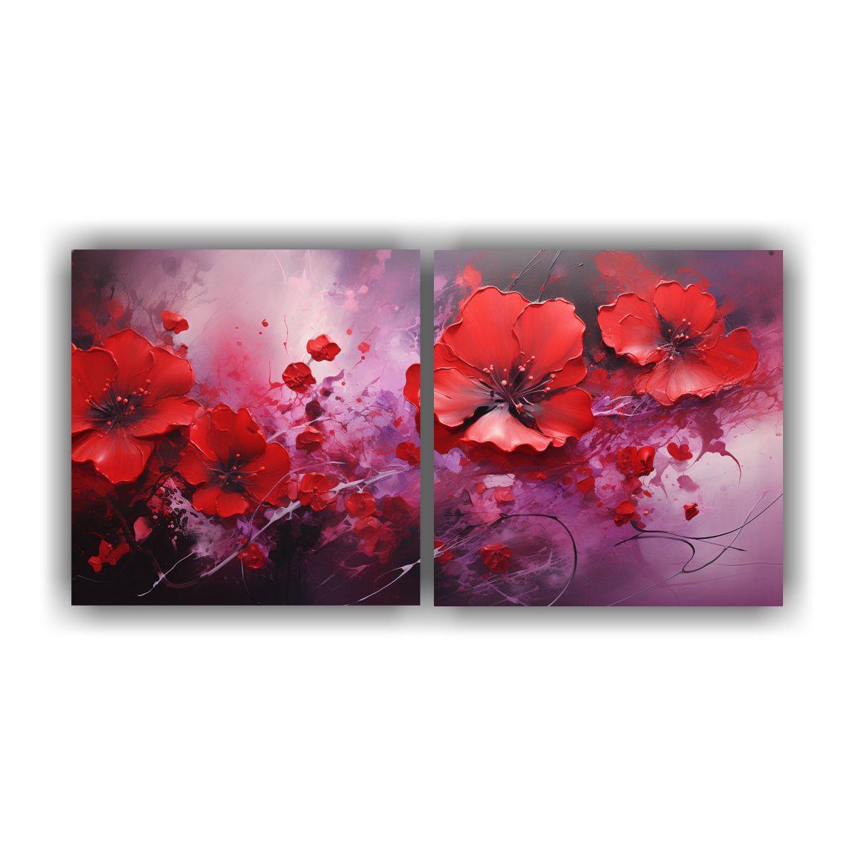 Cuadro Abstracto Equilibrio Visual Flores 60x30 Cm-0