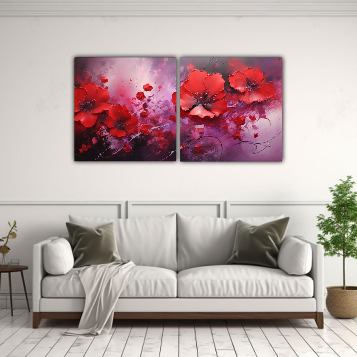 Cuadro Abstracto Equilibrio Visual Flores 60x30 Cm-2