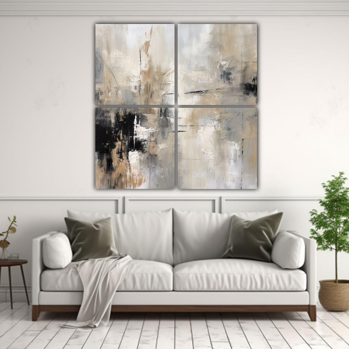 Cuatro Composiciones Modernas En Pintura 180x180 Cm-2