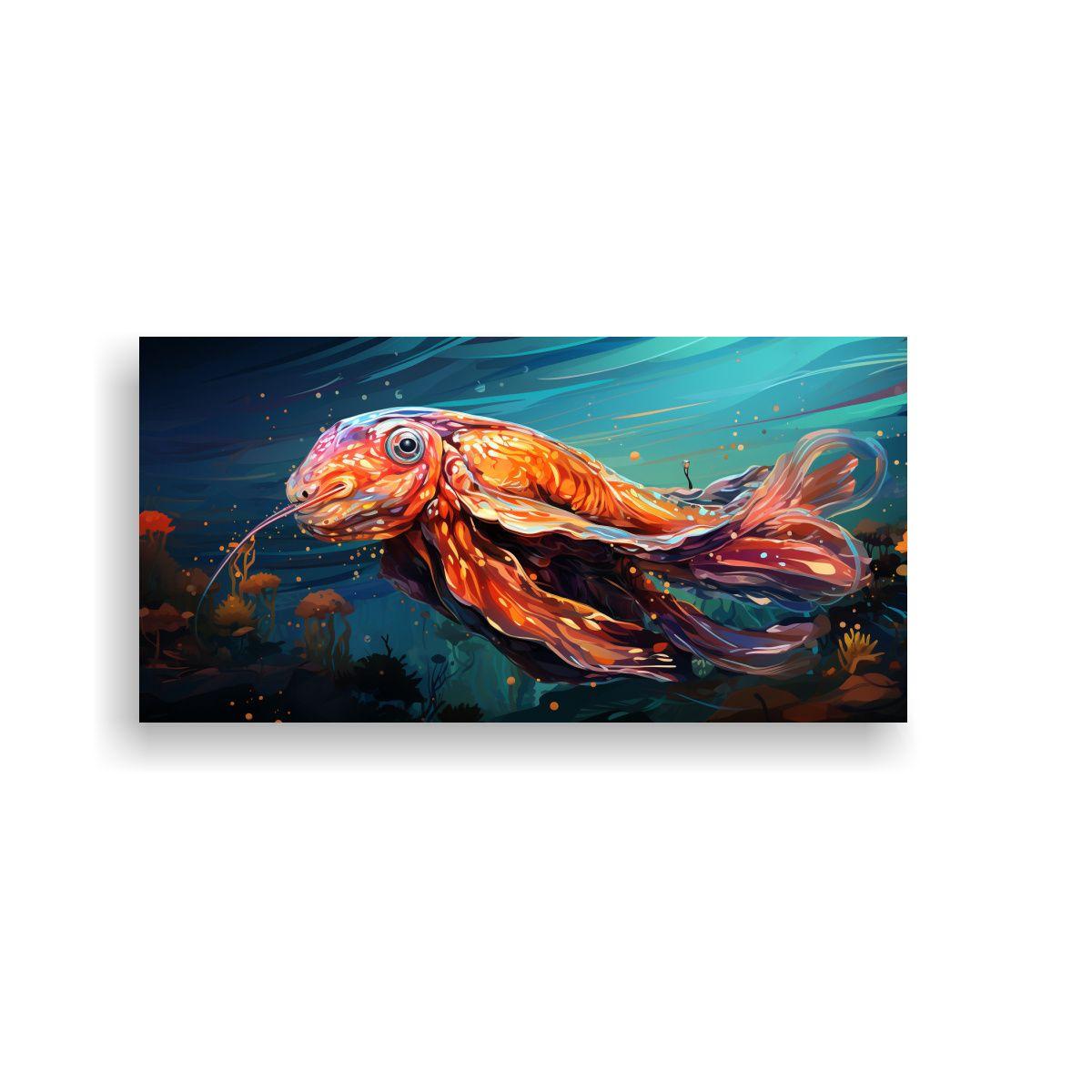 Pintura Decorativa Original De Nautilus Luminoso 80x40cm-0