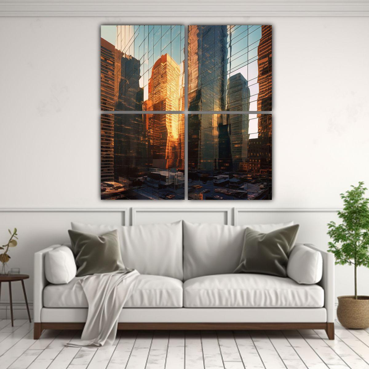 Cuatro Lienzos Modernos: Belleza Natural En Una 80x80 Cm-2