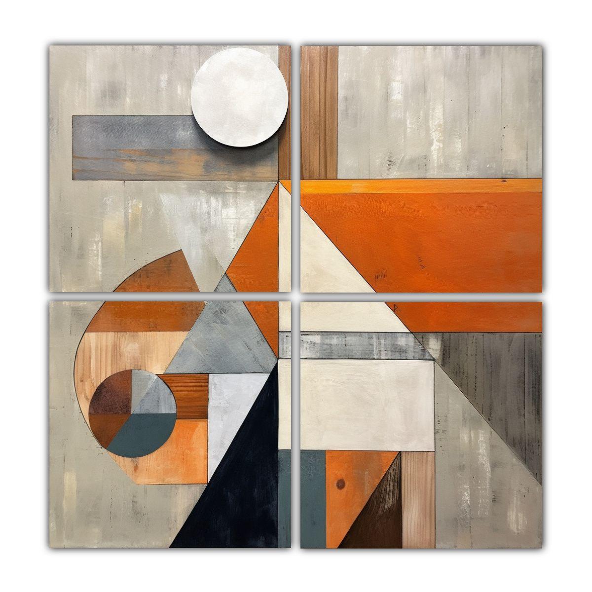 Cuatro Lienzos Expresion Habitación Pintura 120x120 Cm-0