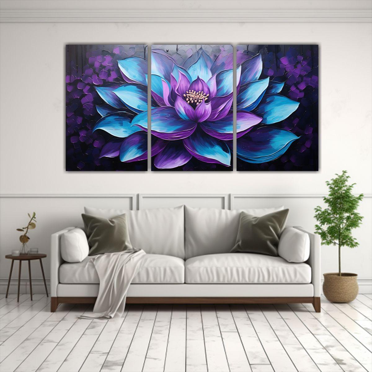 Pintura En Lienzo De Loto Negro Mágico Estilo 120x60 Cm-2