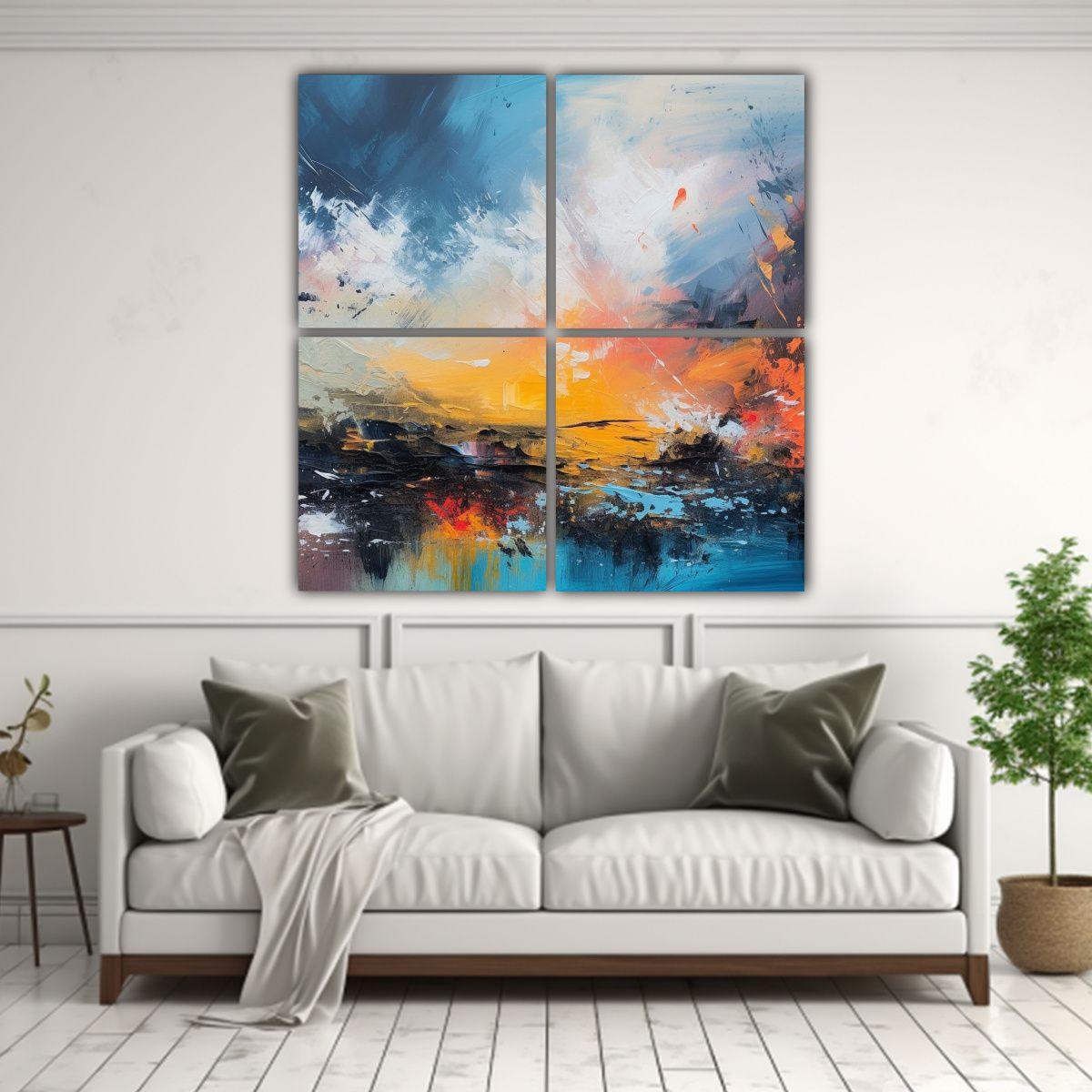 Cuatro Lienzos Creativa Profundidad: Paisaje 60x60 Cm-2