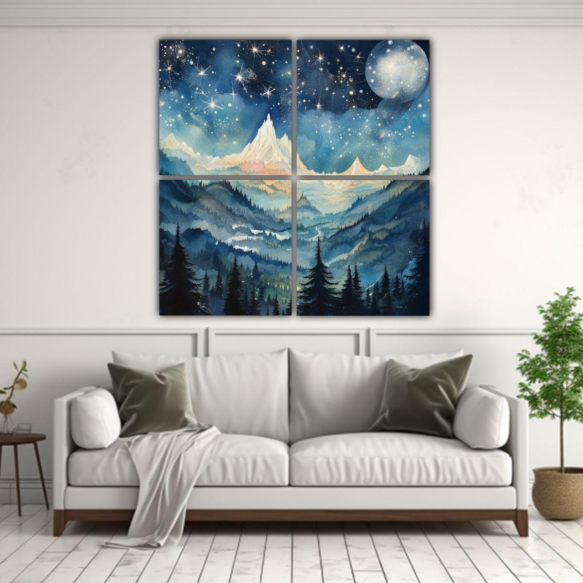 Lienzos Cuadro Clásico Con Risas En Las Montañas 120x120 Cm-2
