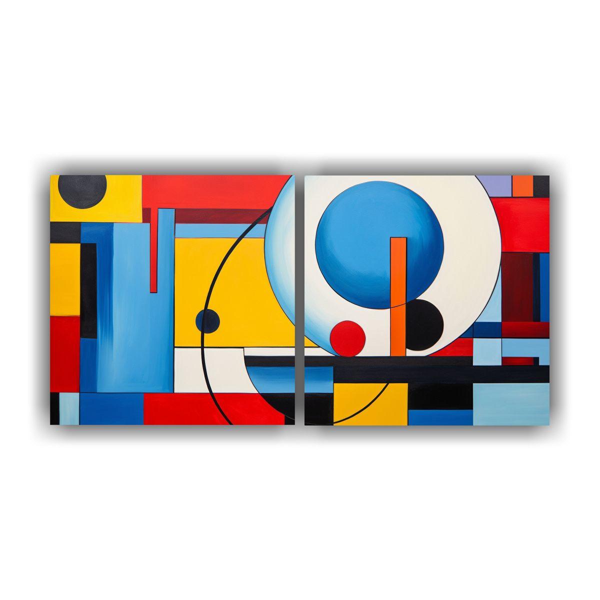 Cuadros Geométricos Con Colores Primarios 160x80 Cm-0