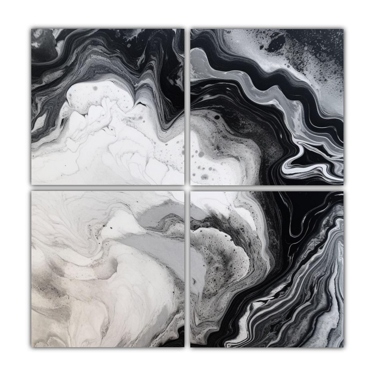 Cuatro Cuadros De Dibujo Arte Gráfico En Mármol 180x180 Cm-0