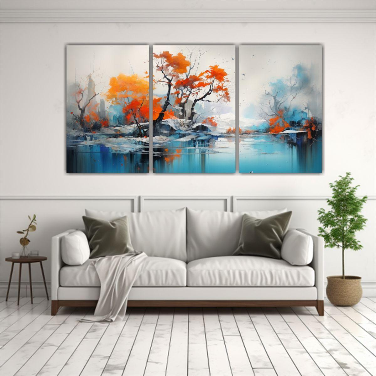 Conjunto De 3 Lienzos De Tela Con Paisajes 120x60 Cm-2