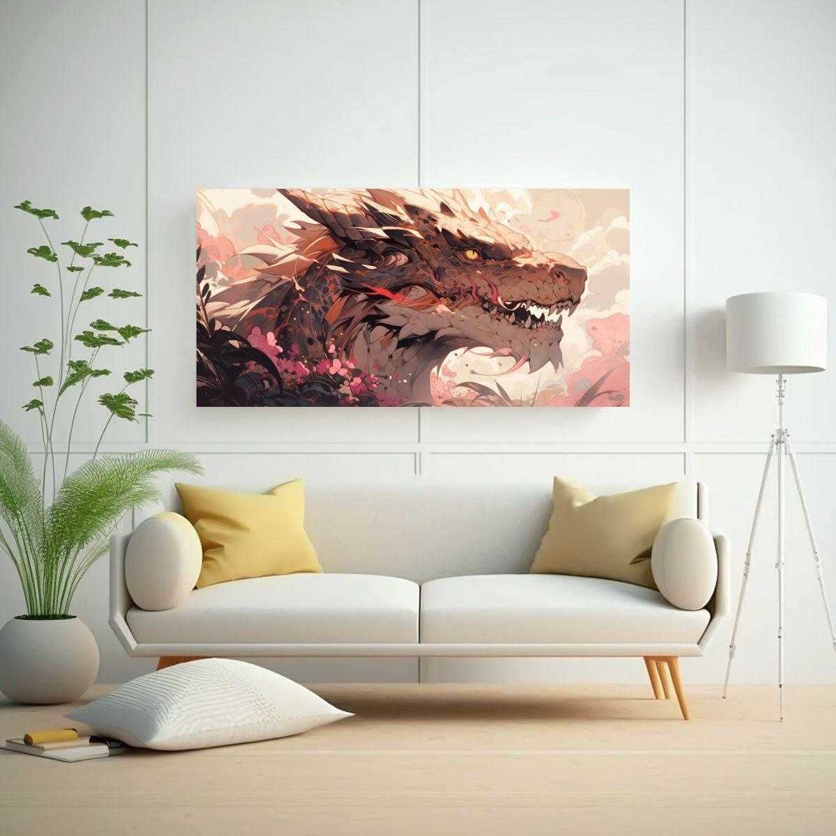 Cuadro Acrílico Estrellados: Dragón En Tonos Mar 60x30cm-2