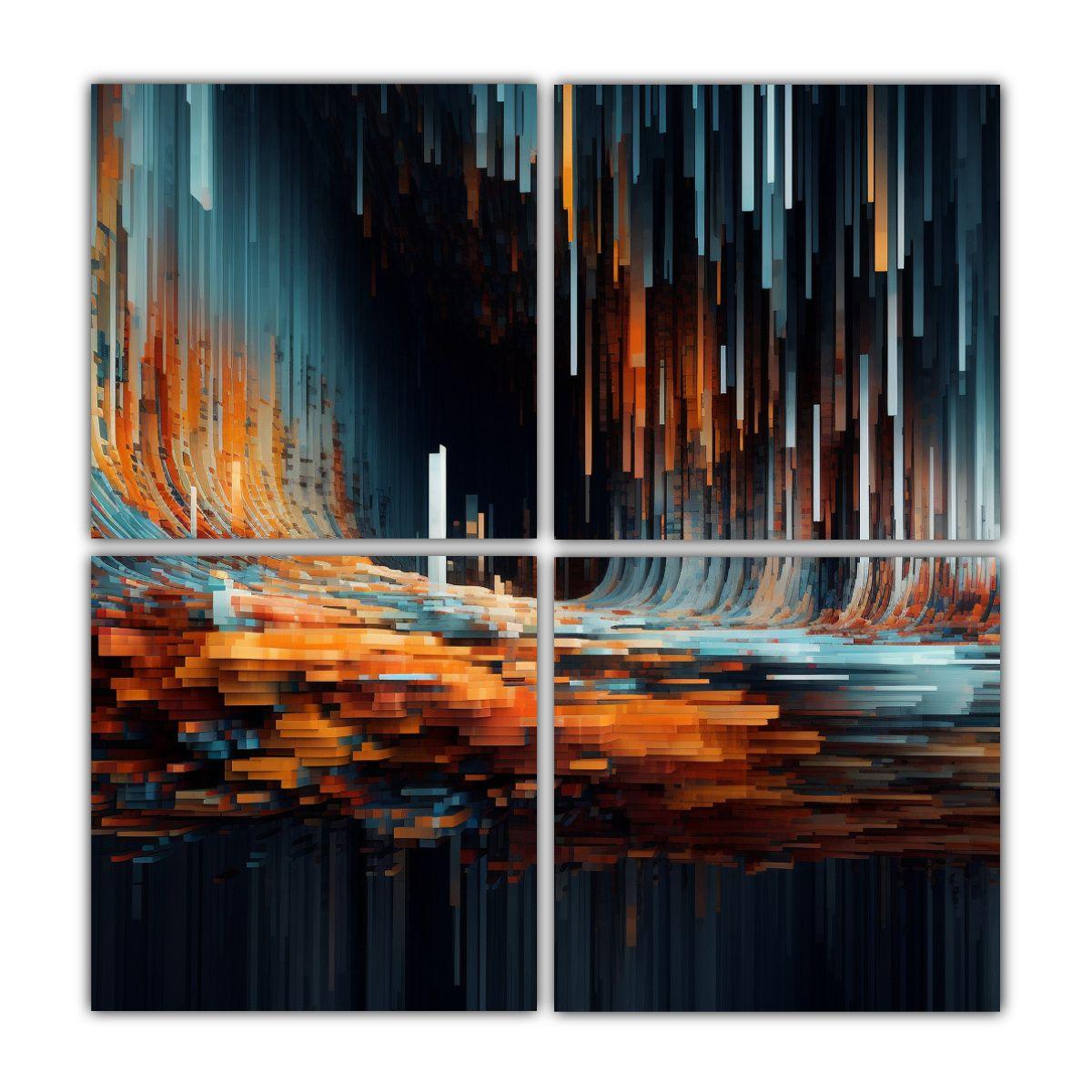 Cuadriptico Abstracto De Composición Exposición 80x80 Cm-0