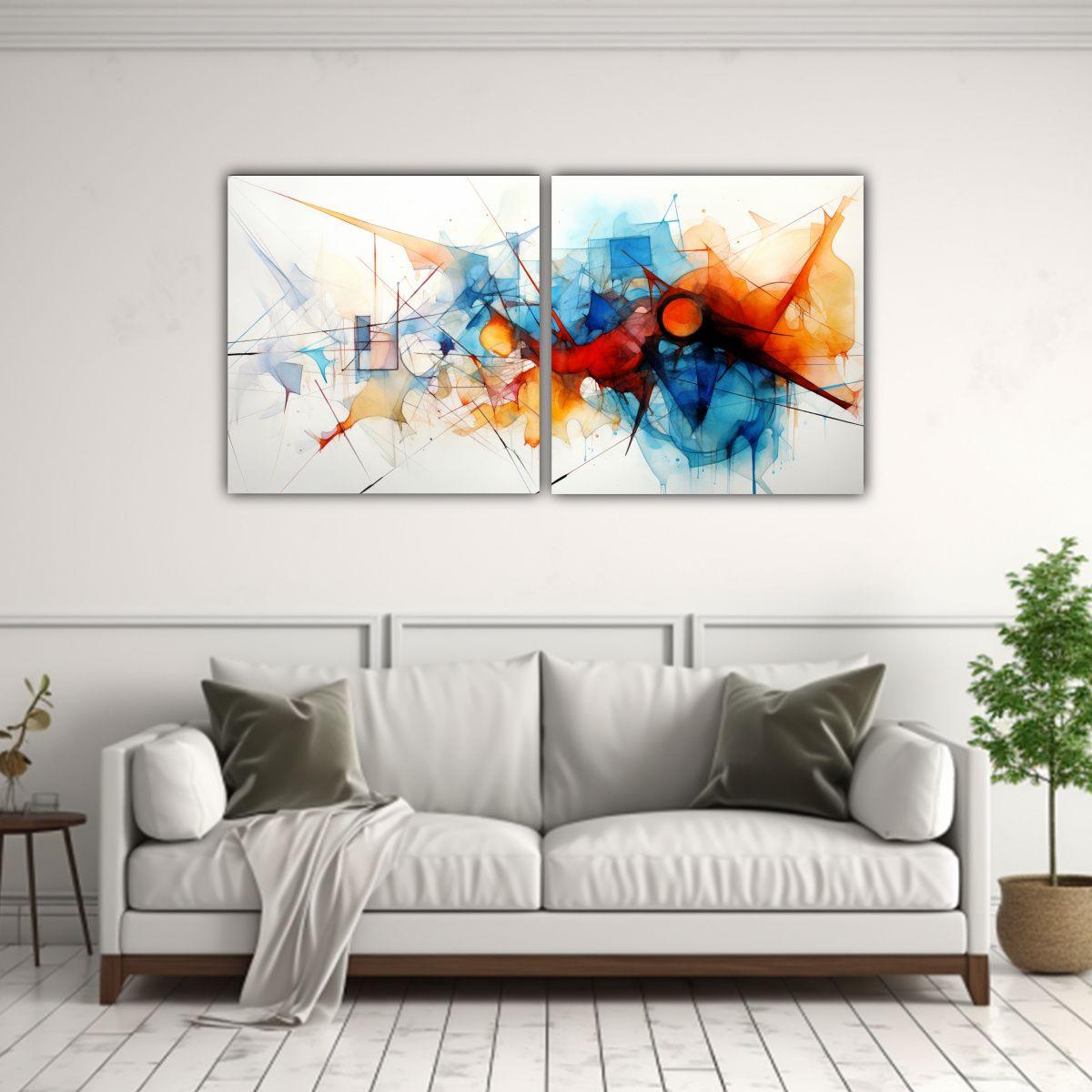 Cuadros Abstractos Con Acuarelas De Alta Calidad 80x40 Cm-2