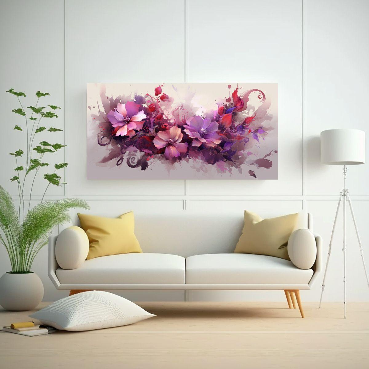 Pinturas Decorativas De Hermosas Flores Moradas 100x50cm-2