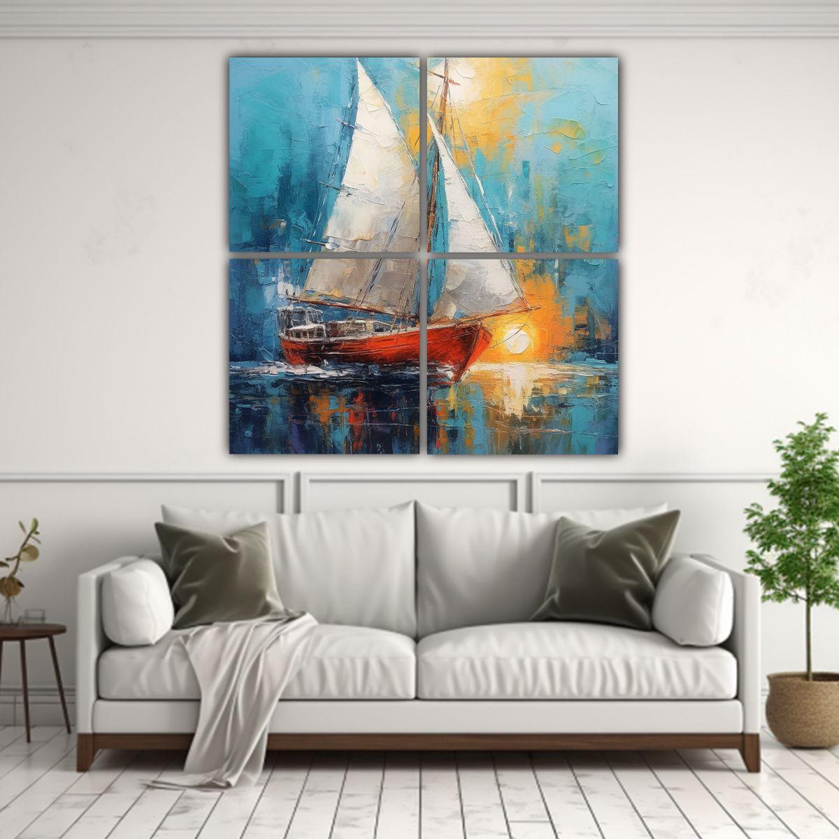 Cuadros Cuadrados Mágicos Con Barco De Vela. 200x200 Cm-2