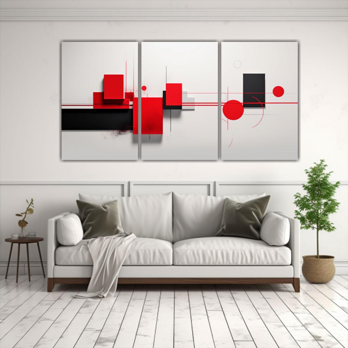 Cuadros Abstractos Minimalistas En Tonos Rojos 120x60 Cm-2